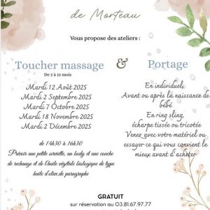 ateliers portage massage bébé