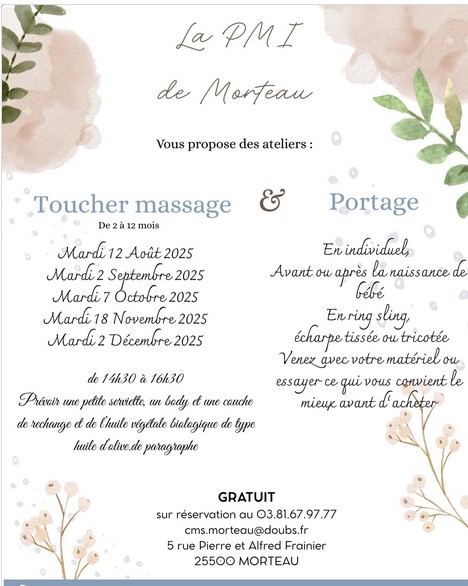 ateliers portage massage bébé