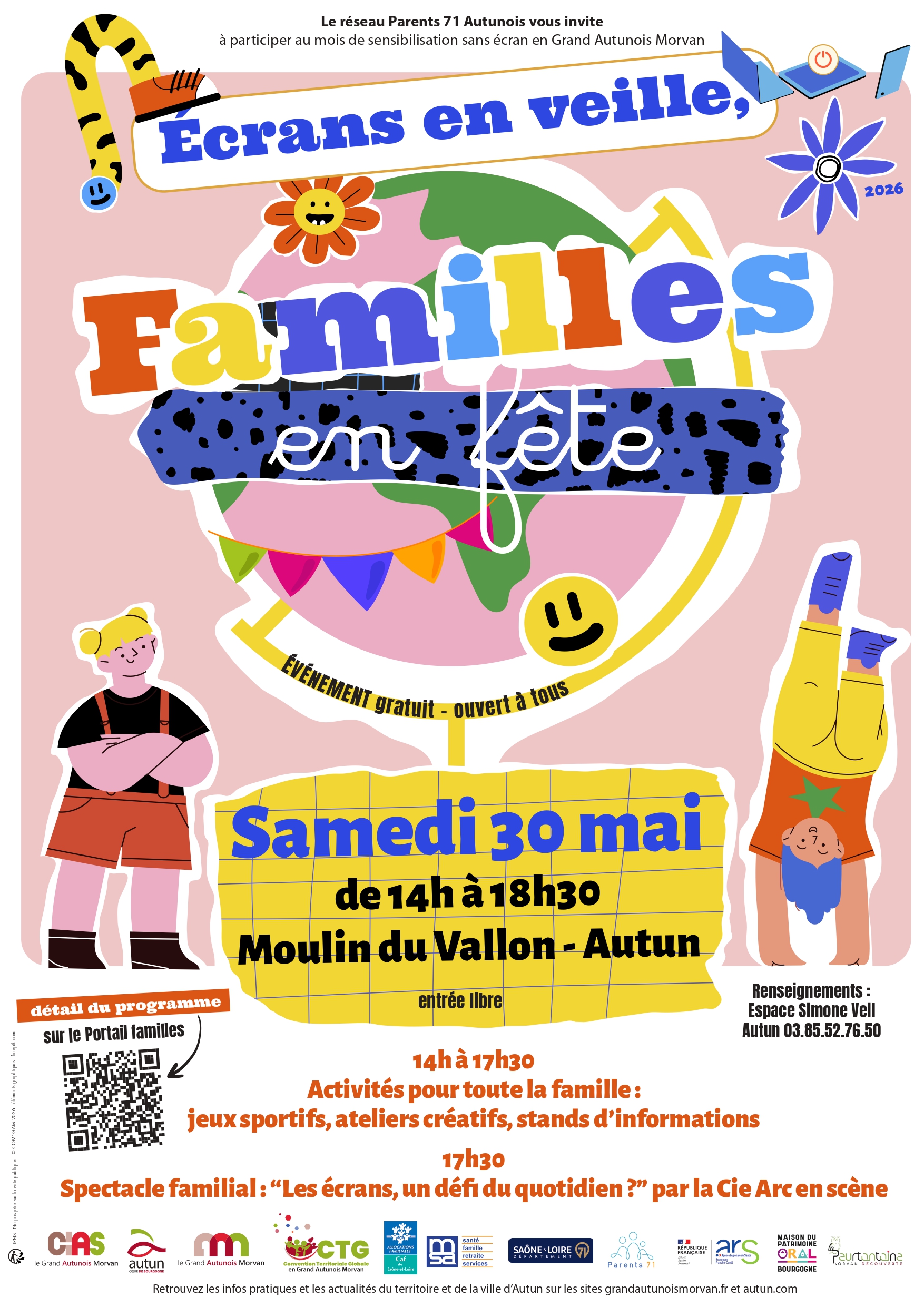 écrans en veille familles en fête Autun